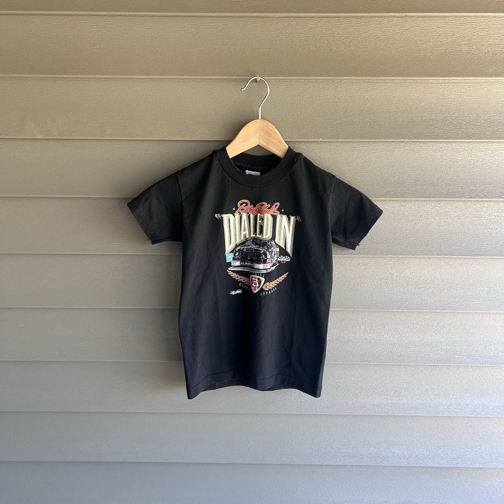 Vintage 90s Dale Earnhardt Jr #3 Dialed In NASCAR T Shirt Kids Small USA